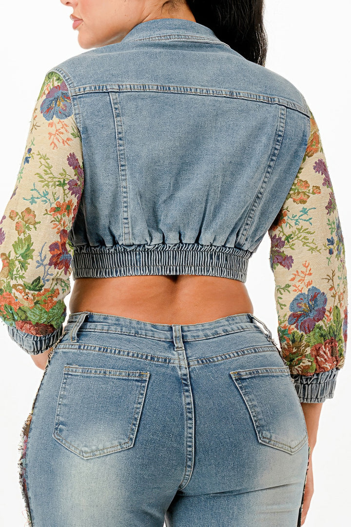 Tapestry Contrast Denim Set | Outfit Sets Daverri Fashions