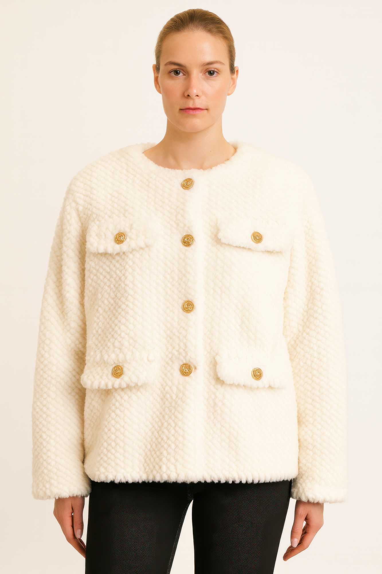 Textured Woven Button-front Jacket | Jackets Daverri Fashions