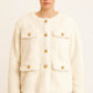 Textured Woven Button-front Jacket - DAVERRI FASHIONS