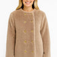 Textured Double-breasted Faux Shearling Jacket - DAVERRI FASHIONS