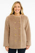 Textured Double-breasted Faux Shearling Jacket - DAVERRI FASHIONS