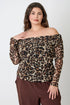 Plus Size Leopard Print Off-the-shoulder Blouse - DAVERRI FASHIONS