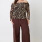 Plus Size Leopard Print Off-the-shoulder Blouse - DAVERRI FASHIONS