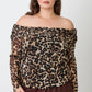Plus Size Leopard Print Off-the-shoulder Blouse - DAVERRI FASHIONS