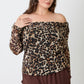 Plus Size Leopard Print Off-the-shoulder Blouse - DAVERRI FASHIONS