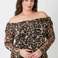 Plus Size Leopard Print Off-the-shoulder Blouse - DAVERRI FASHIONS