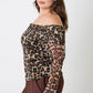 Plus Size Leopard Print Off-the-shoulder Blouse - DAVERRI FASHIONS