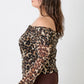 Plus Size Leopard Print Off-the-shoulder Blouse - DAVERRI FASHIONS