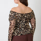 Plus Size Leopard Print Off-the-shoulder Blouse - DAVERRI FASHIONS