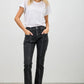 Saige Denim Black Acid Mid Rise Slim Straight Jeans with distressed wash