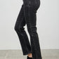 Saige Denim Black Acid Mid Rise Slim Straight Jeans with distressed finish