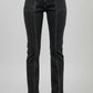 Black acid wash high-waisted slim straight jeans with white stitching