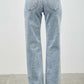 Saige Denim Piping Detail Mid Rise Straight Jeans in light-wash