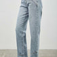Saige Denim mid-rise straight-leg jeans with piping detail and rolled cuffs