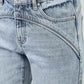 Saige Denim Piping Detail Mid Rise Straight Jeans in light-wash faded style