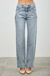 Saige Denim Piping Detail Mid Rise Straight Jeans with glittery seams