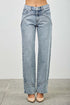Saige Denim Piping Detail Mid Rise Straight Jeans with glittery seams