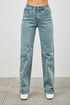 Seige Denim High Rise Slim Wide Straight Jeans in light blue wash