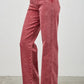 Red washed denim high-rise wide-leg Saige jeans