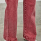 Red washed Saige high-rise slim wide straight denim flare jeans