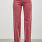 High-rise red Saige denim jeans with straight-leg cut and rolled cuffs