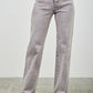 Gray high-rise wide-leg Saige denim jeans with faded wash and zipper fly