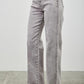 High-waisted gray Saige denim jeans with straight-leg cut and fading