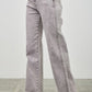 High-rise slim wide straight Saige denim jeans in faded gray with frayed cuffs