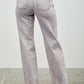 Light gray Saige high-rise slim wide straight jeans with frayed cuffs