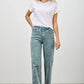 Seige Denim high-rise light blue straight-leg jeans with fading