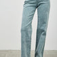 Seige Denim high-rise slim wide straight light blue jeans with rolled cuffs