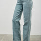 High-waisted light blue Seige Denim straight-leg jeans with rolled cuffs