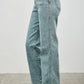 Seige Denim high-rise slim wide straight jeans in light blue with rolled cuffs