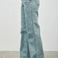 Light-wash high-rise Seige Denim flare jeans with rolled cuffs