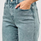 Seige Denim high-rise slim wide straight light-wash jeans