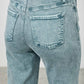 Seige Denim high-rise slim wide straight jeans in light-wash denim