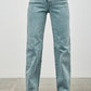 Seige Denim high-rise slim wide straight jeans in light blue wash