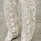 Beige and gray abstract patterned Seige high-rise wide-leg jeans