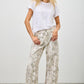 Beige gray snakeskin wide-leg plus size high-rise barrel jeans