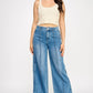 Saige Denim high-rise wide-leg jeans with tummy control and visible stitching