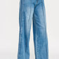 Saige Denim high-rise wide-leg jeans in light-wash blue with tummy control