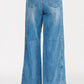 Saige Denim high-rise wide-leg tummy control jeans in blue