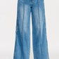 Saige Denim high-rise wide-leg tummy control jeans in blue wash