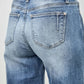 Mid-rise straight light-wash denim jeans with Saige leather patch