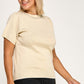 Plus size pearl and rhinestone knit sweater top in cream with short sleeves