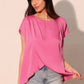 Vibrant pink Washed Poly Silk Tulip Tunic Top with asymmetrical hem