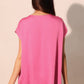 Vibrant pink Washed Poly Silk Tulip Tunic Top with relaxed fit