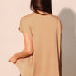 Beige washed poly silk tulip tunic top with relaxed fit