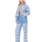 Light blue floral lace denim two-piece pants set