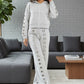 Light gray sweatshirt with silver studs in 2-piece loungewear set